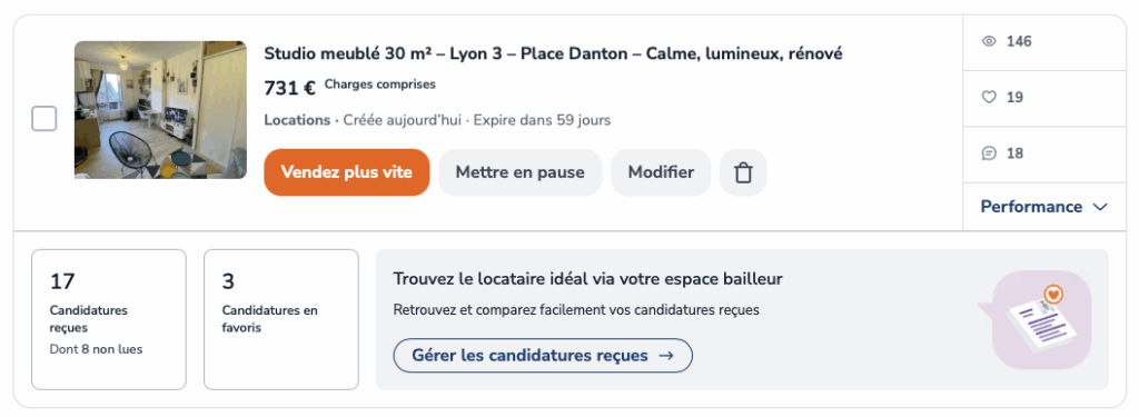Louer un studio Lyon : 17 dossiers en 4 heures 5 20 dossiers en 2H - Tension locative à Lyon.