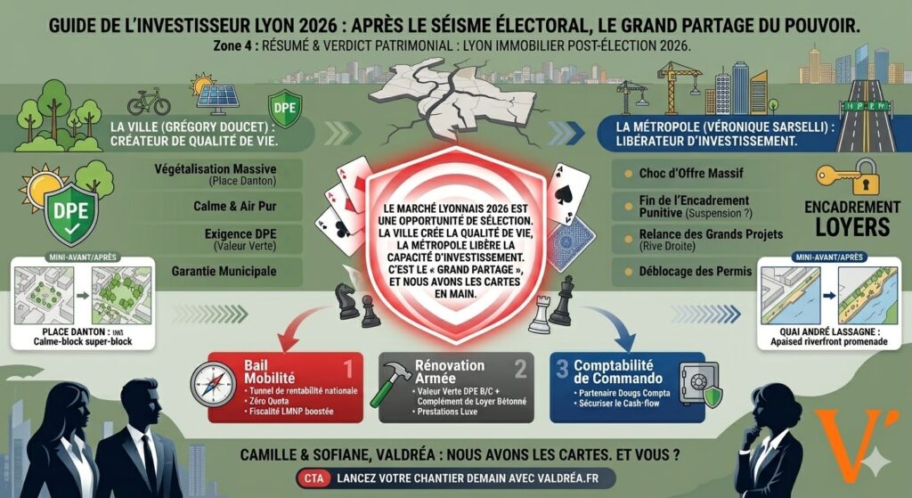 Infographie élection Lyon 2026 immobilier impact loyers et DPE
