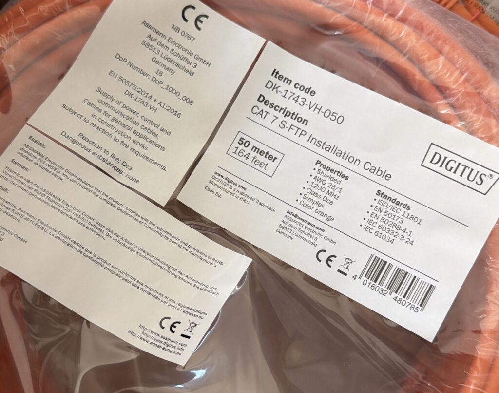 Bobine de câble réseau Catégorie 7 en cuivre pour une rénovation réseau Lyon par Valdréa.