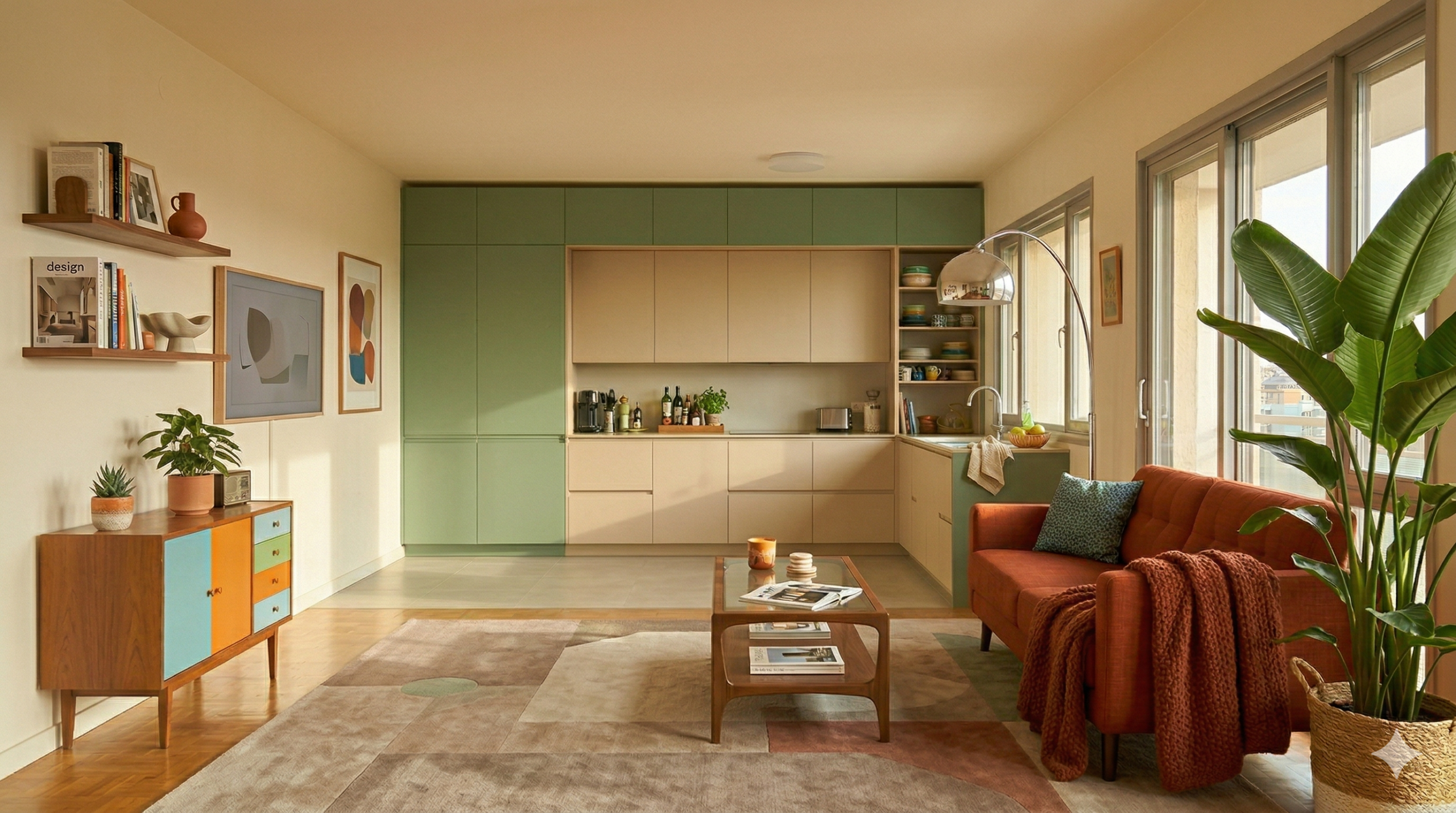 Armoire sur-mesure vert british réalisée par l'entreprise d'aménagement Valdréa à Lyon.